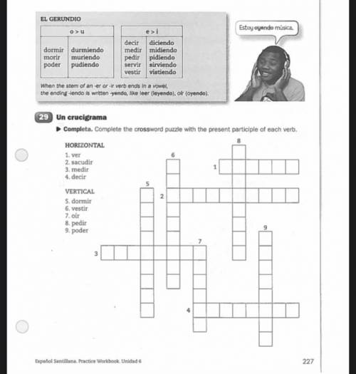 Un crucigrama

Completa. Complete the crossword puzzle with the present participle of each verb. H