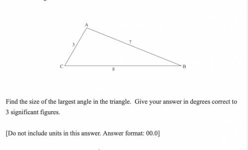 WILL GIVE BRAINLIEST!! ABC is a triangle. Find the size of the largest angle in the triangle. Give