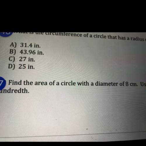 Find the area of a circle with a diameter of 8 cm. Use 3.24 for n. Round your answer to the nearest