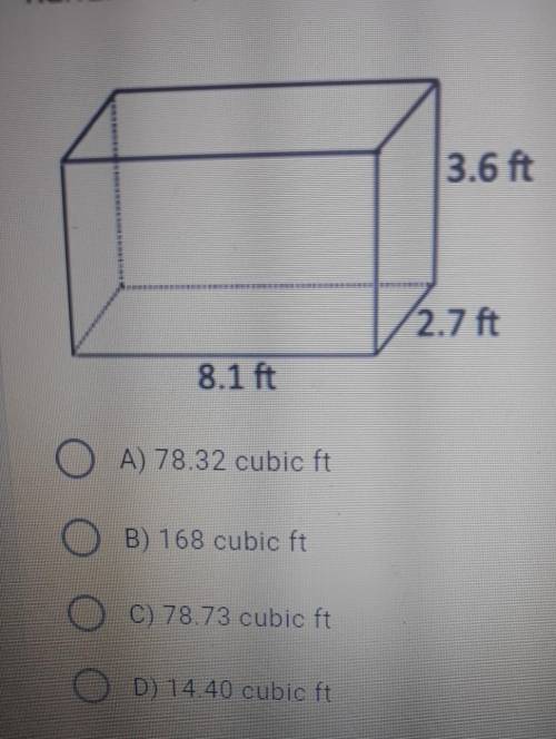 2. Find the volume of the rectangular prism below. (round to the nearest hundredth) ​