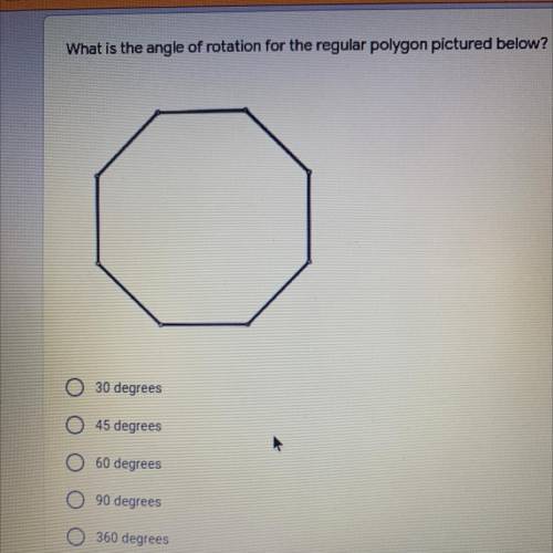 What is the angle of rotation for the regular polygon pictured below ?