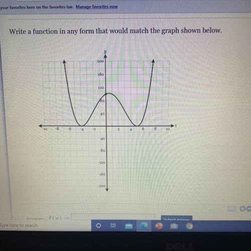 Write a function in any form that would match the graph shown below