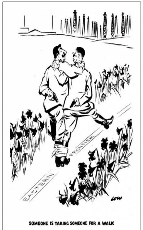 This cartoon was most likely created in response to what event? (Cartoon Below)

A) Nazi-Soviet Pa