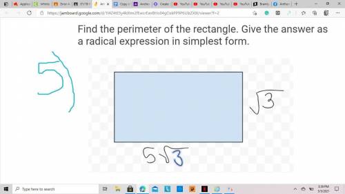 Find the perimeter of the rectangle. give the answer as a radical expression in the simplest form.