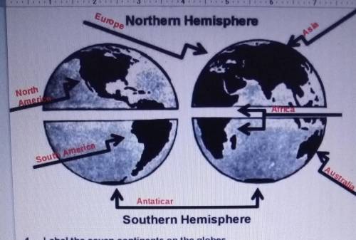 Take a look at this picture and answer the following question.

1) What continents are mostly in t