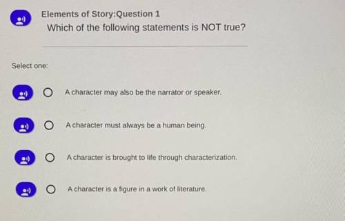 Elements of Story:Question 1
Which of the following statements is NOT true?