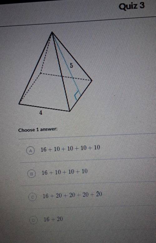 Which expression can he used to find the surface area of the following sqare pyramid​