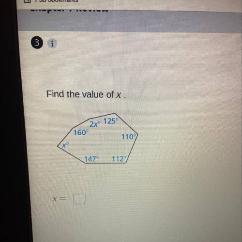 Find the value of x.
2x 1250
160°
110°
to
147°
112°
X =