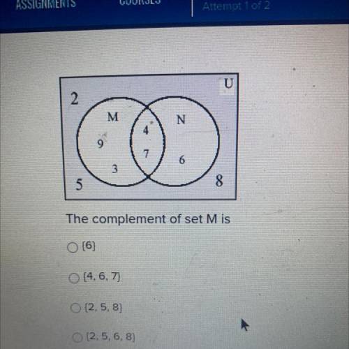 The complement of set M is