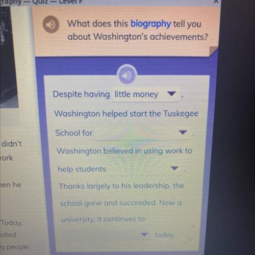 What does this biography tell you

about Washington's achievements?
please help me , no links or f