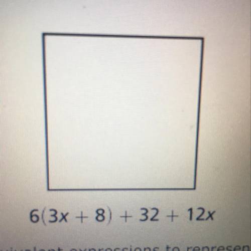 A square with one side length represented by an expression is shown below.

6(3x + 8) + 32 + 12x
U