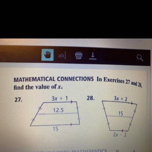 Find the value of x
i just need the answer to 27 please tysm