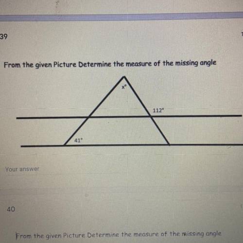 From the given picture of the term in the measure of the missing angle?
