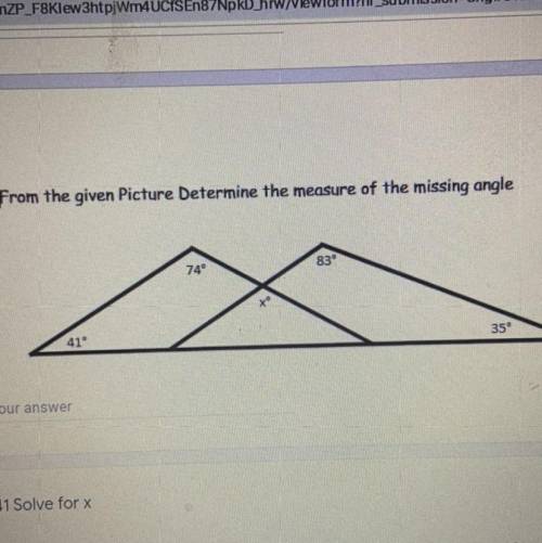 From the given picture determine the measure of the missing angle?