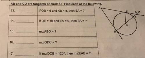 If OB = 6 and AB = 8, then EA = ?

22. __________ If DE = 16 and EA = 9, then BA = ?
23. _________