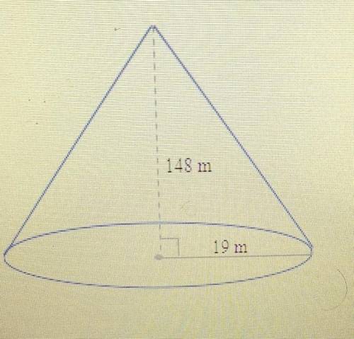Find the volume of the cone on the left. Use 3.14 for it. 3 The volume is m (Type a whole number or