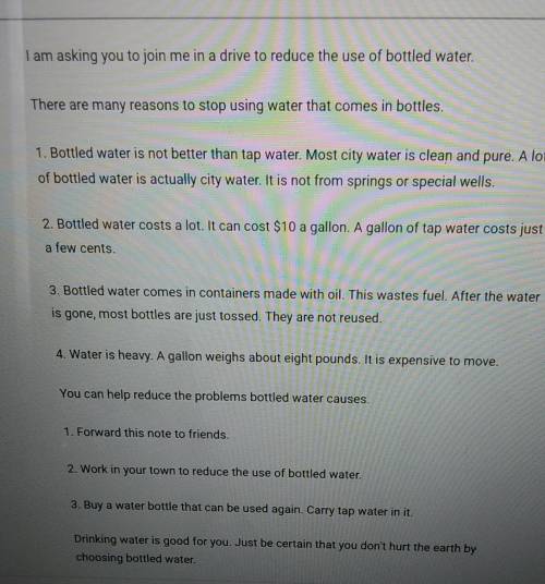 1. Write five details to add to a paragraph about why tap water is a better choice

than bottled w