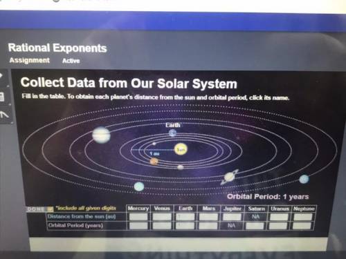Collect data from our solar system

Fill in the table. To obtain each planets distance from the su