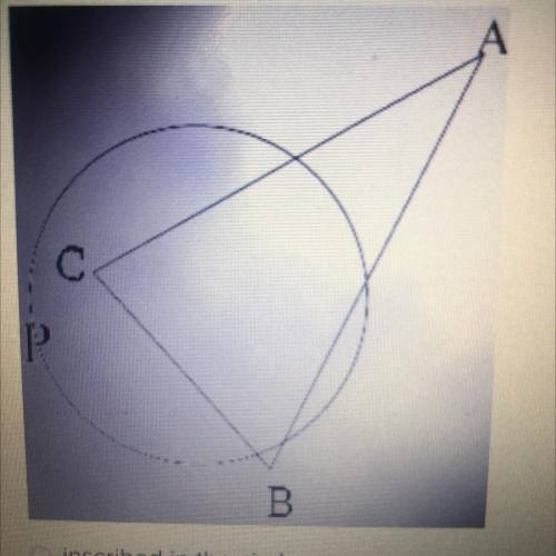 Select whether the triangle

is inscribed in the circle, circumscribed about the
circle, or neithe