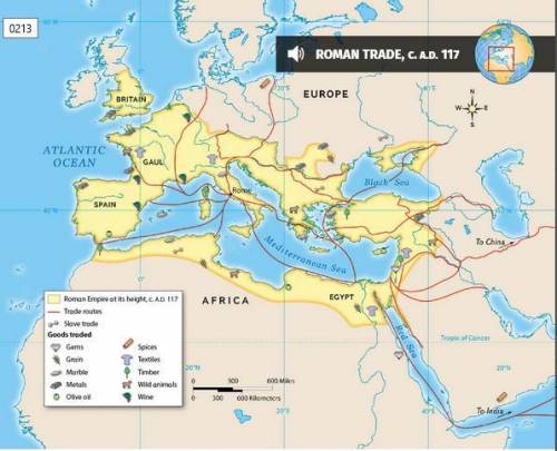 From which locations in the empire did Rome import grain to feed its citizens according to the map?