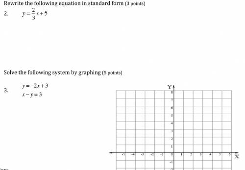 Solve by graphing 
y=-2x +3
x-y=3