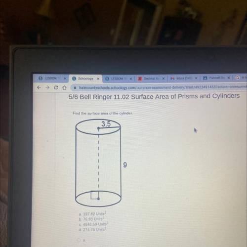 Find the surface are of the cylinder 
Plz explain
