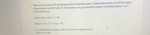 PLEASE HELP! I’LL MARK AS BRAINLIEST

1. There are two options for purchasing tickets to baseball