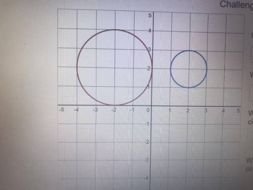 What is the radius of the red circle? What is the radius of the blue circle?