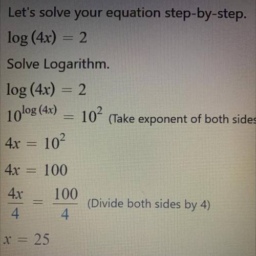 Help me please! :)
㏒(4x)=2