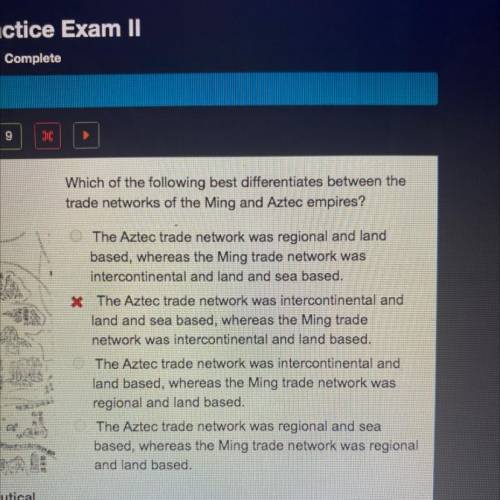 Which of the following best differentiates between the trade networks of the Ming and Aztec empires
