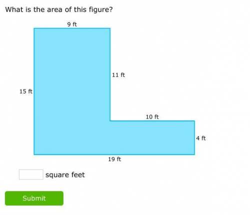What is the area of this figure?

4 ft10 ft11 ft9 ft15 ft19 ft square feet