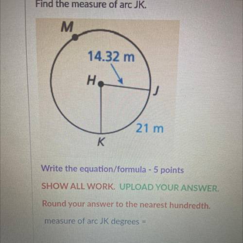 Find the measure of arc JK.