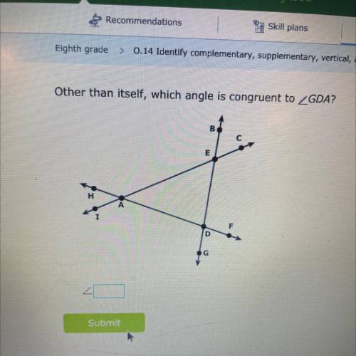 Other than itself, which angle is congruent to GDA?