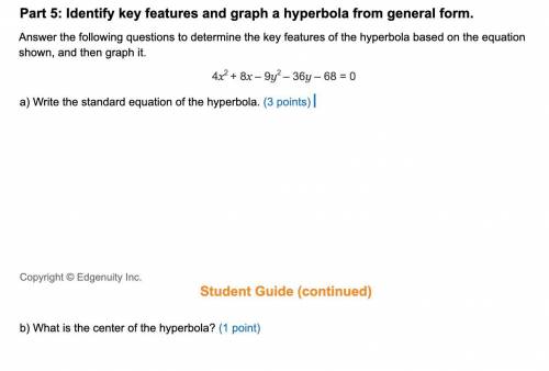Answer the following questions to determine the key features of the hyperbola based on the equation