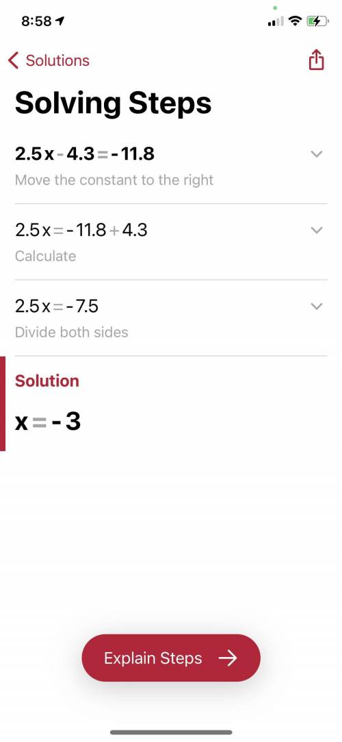 2.5x - 4.3 = -11.8
This is all it gives me