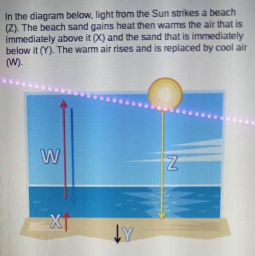 Which point indicates convective heat transfer? In the diagram below, light from the Sun strikes a