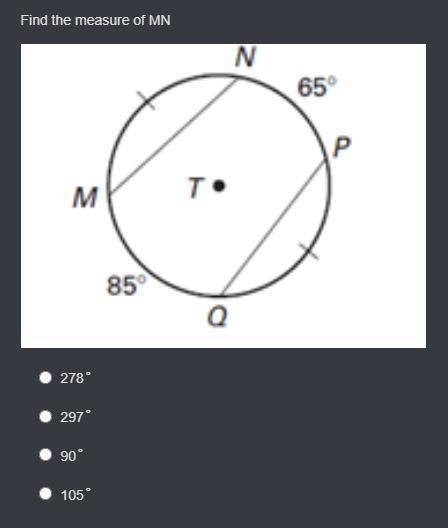 Find the measure of MN. Chords in a Circle