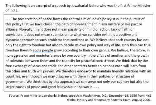 PLEASE HELP,

Using document 2, identify Jawaharlal Nehru’s point of view concerning India’s relat