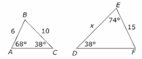 What is the value of x between the two triangles? *no bots or else you will be reported*