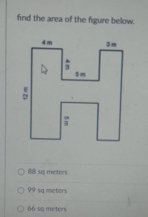 Find the area of the figure below​