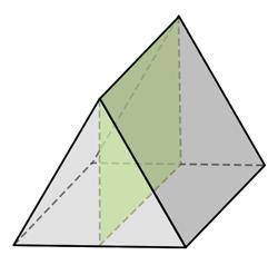 A plane intersects a triangular prism vertically as shown. Describe the cross-section shown here.
