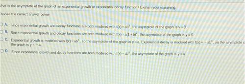 What is the asymptote of the graph of an expert tensional growth or exponential decay function￼ ?