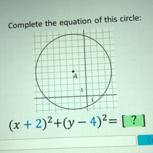 Complete the equation of this circle:
A
(x - [ ? ])2+(y - [ ])2= [ ]
