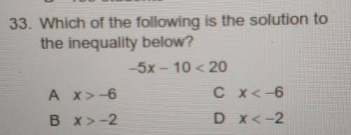 Which of the following is the solution to the inequality below?​