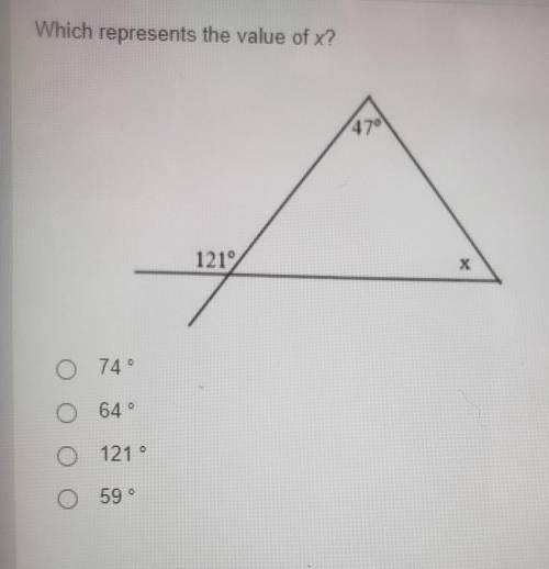 Please help and explain Which represents the value of x?​