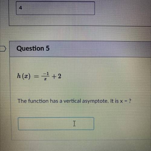 The functions has a vertical asymptote. It is x=?