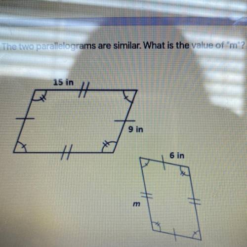 The two parallelograms are similar. What is the value of m?