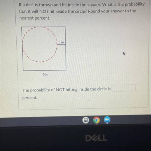 If a dart is thrown and hit inside the square. What is the probability

that it will NOT hit insid