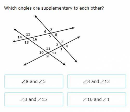Which angles are supplementary to each other?