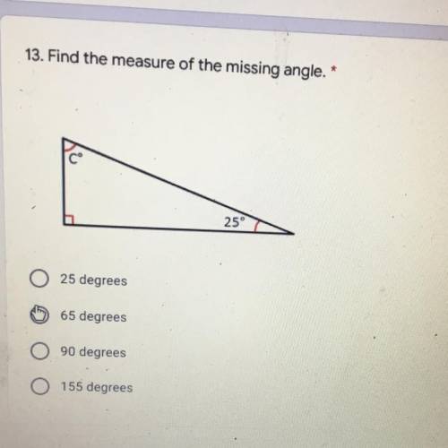 PLS HELP FOR 10 POINTS PLEASE (SHOW YOUR WORK)

Question: Find the measure of the missing angle
IF